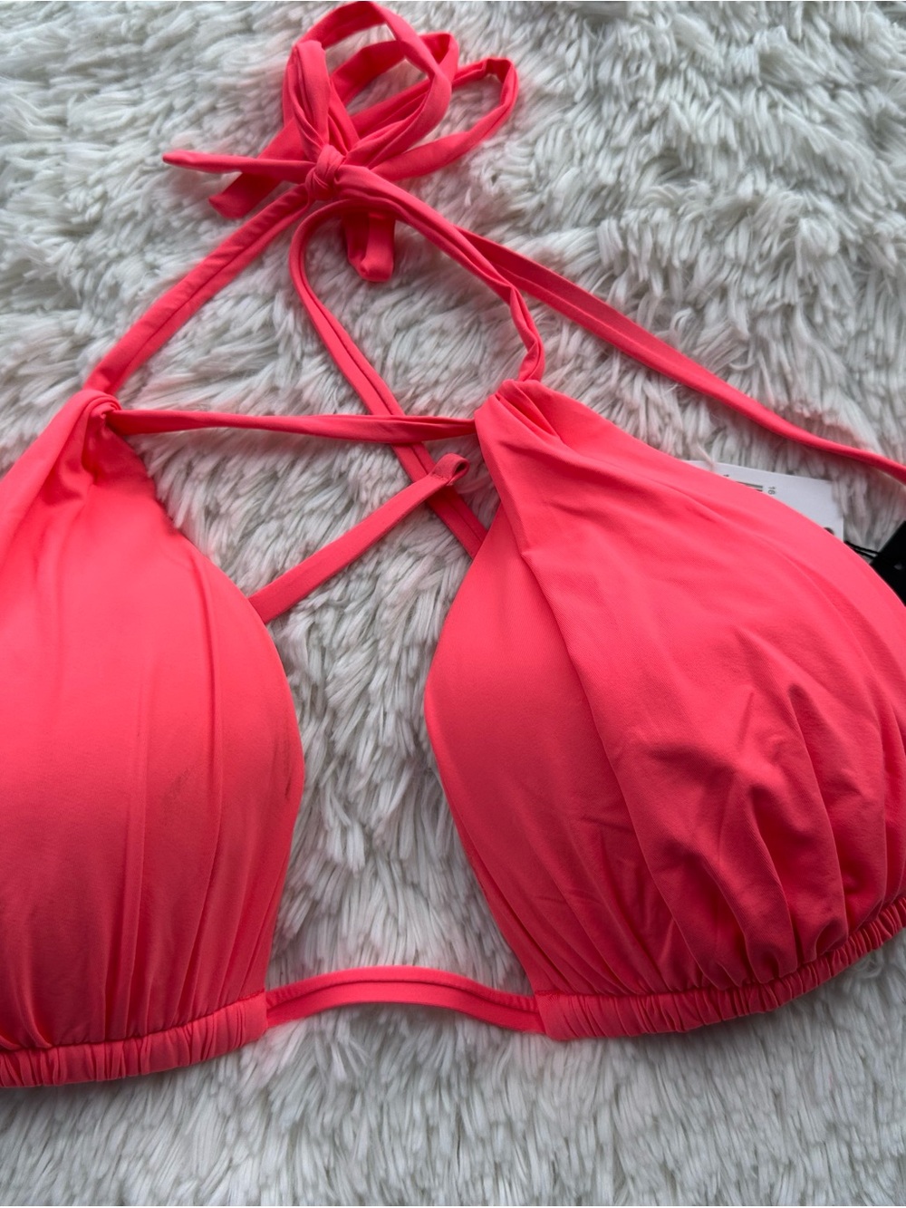 La Blanca Coral Pink Triangle Halter Bikini Top